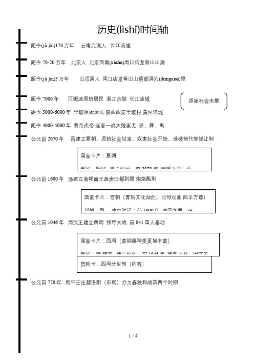七年级上册历史时间轴