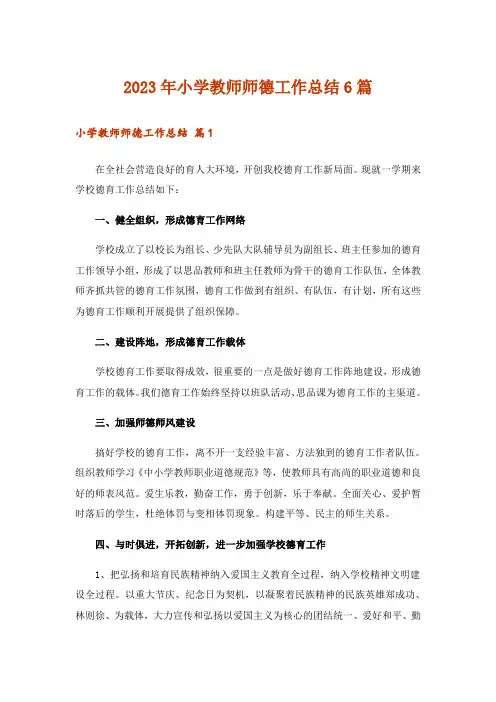 2023年小学教师师德工作总结6篇