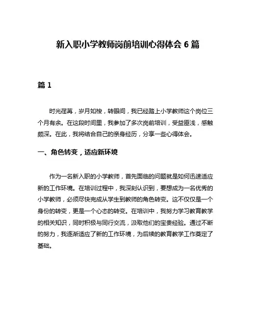 新入职小学教师岗前培训心得体会6篇