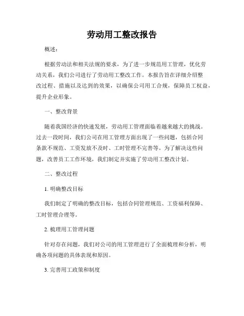 劳动用工整改报告