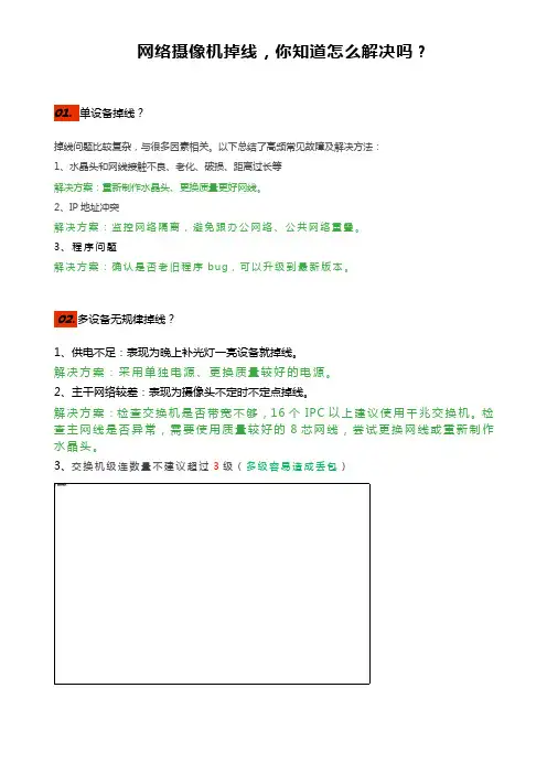 网络摄像机掉线,你知道怎么解决吗？ 