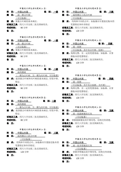 中国美术学院考级题目山水AB(缩)