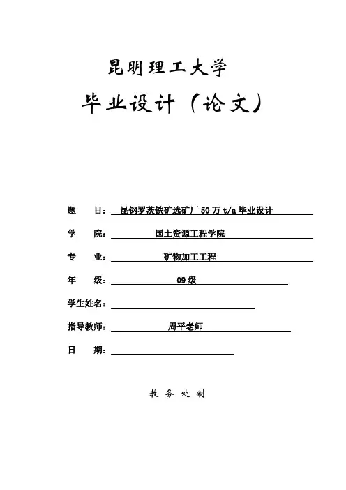 选矿毕业设计说明书 (2)