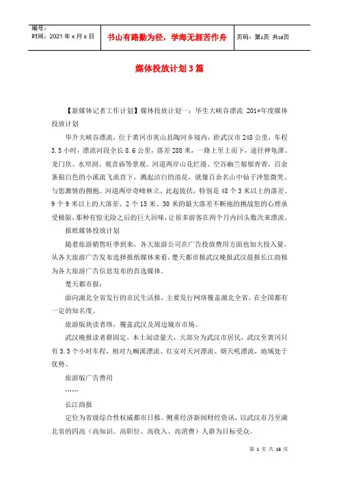 媒体投放计划3篇