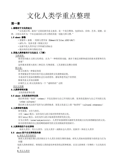 文化人类学重点整理