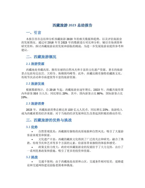 西藏旅游2023总结报告