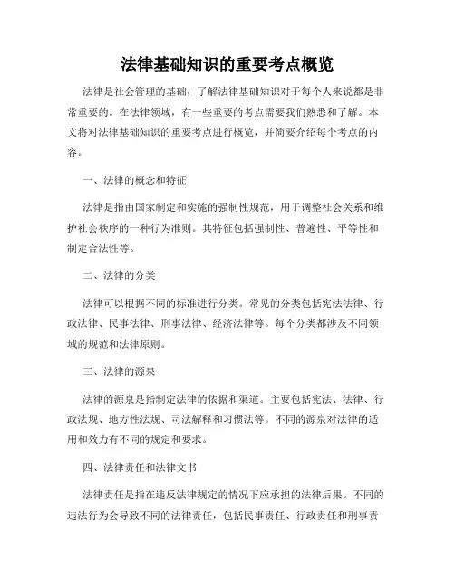 法律基础知识的重要考点概览