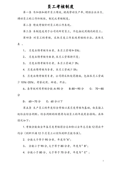 员工考核制度及表格