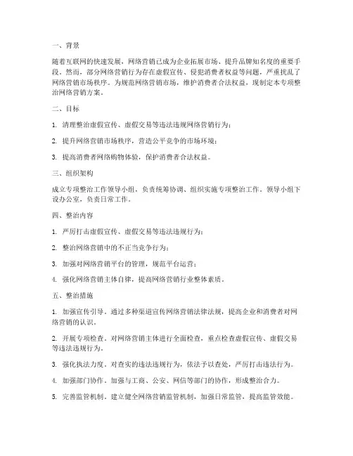 专项整治网络营销方案