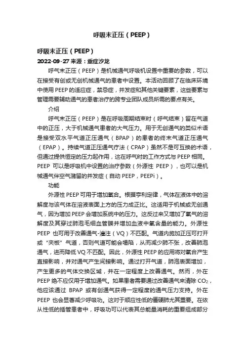 呼吸末正压（PEEP）
