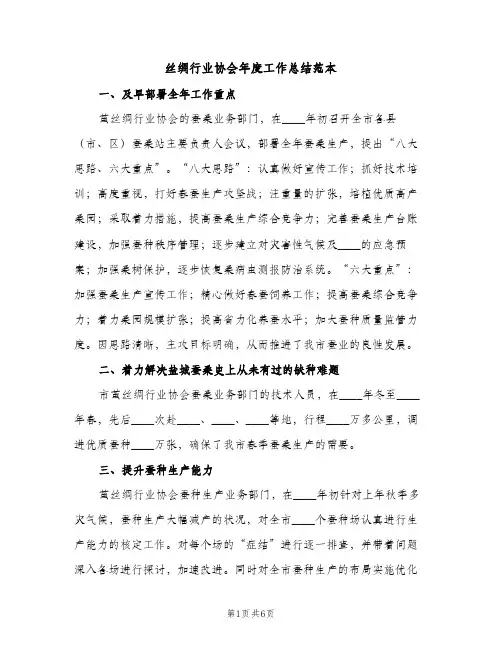 丝绸行业协会年度工作总结范本（2篇）