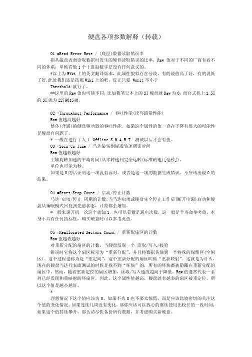 硬盘各项参数解释