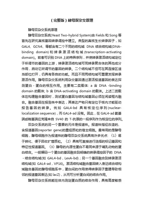（完整版）酵母双杂交原理