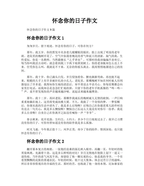 怀念你的日子作文