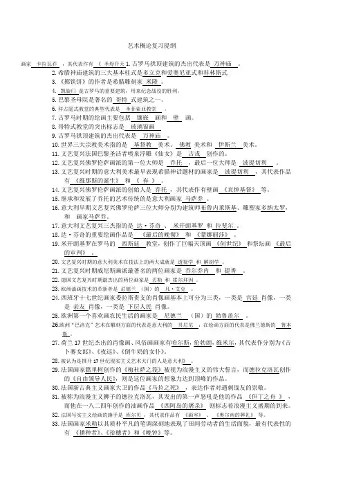艺术概论复习提纲