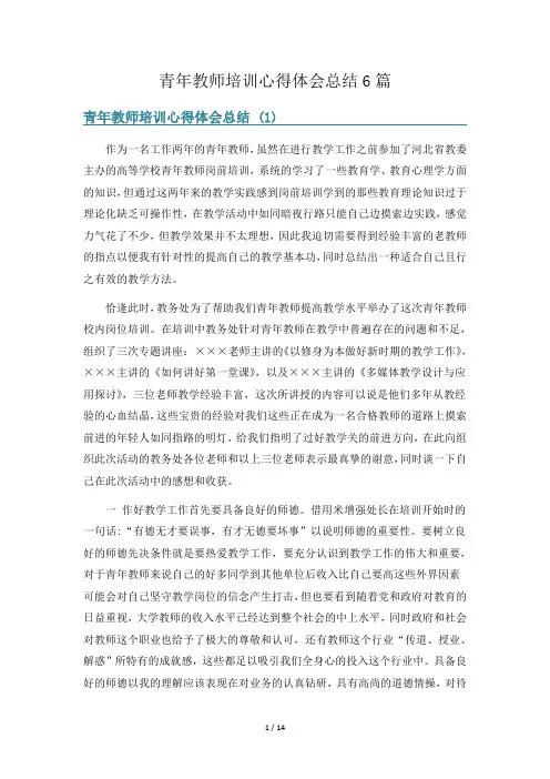 青年教师培训心得体会总结6篇