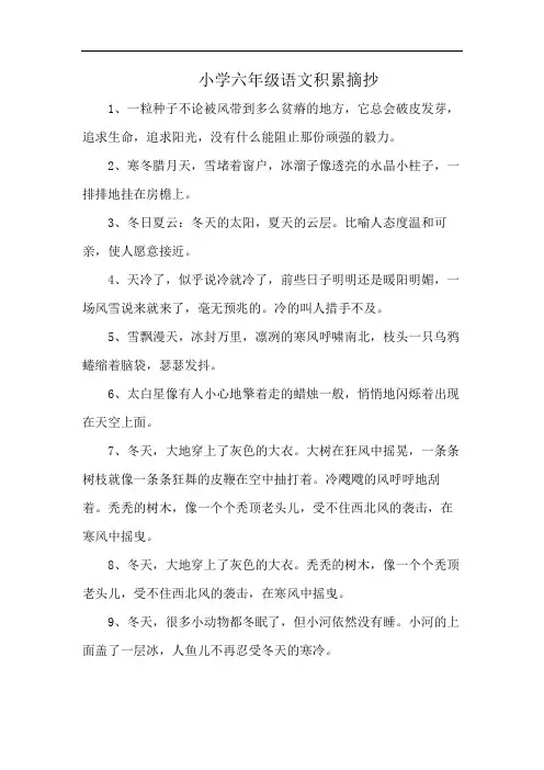 小学六年级语文积累摘抄