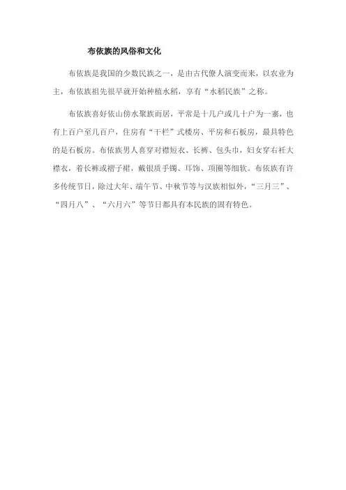 布依族的风俗和文化