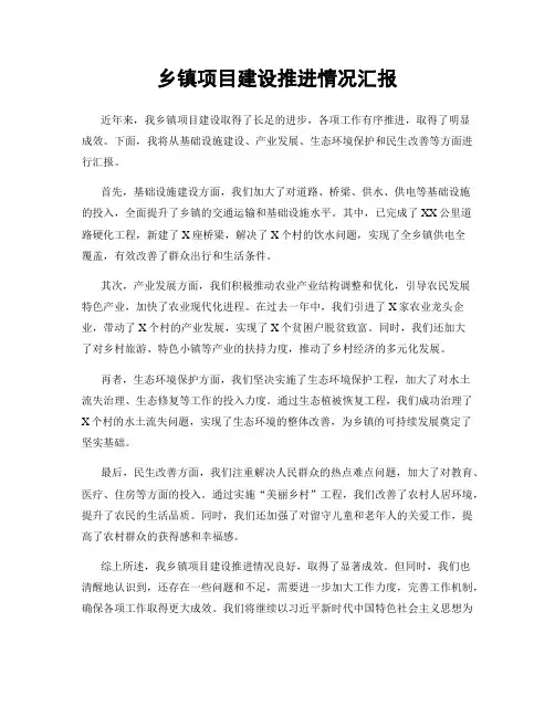 乡镇项目建设推进情况汇报