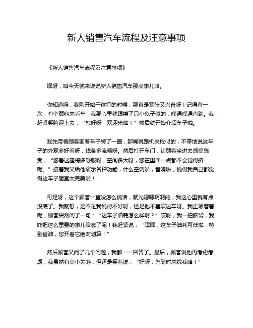 新人销售汽车流程及注意事项