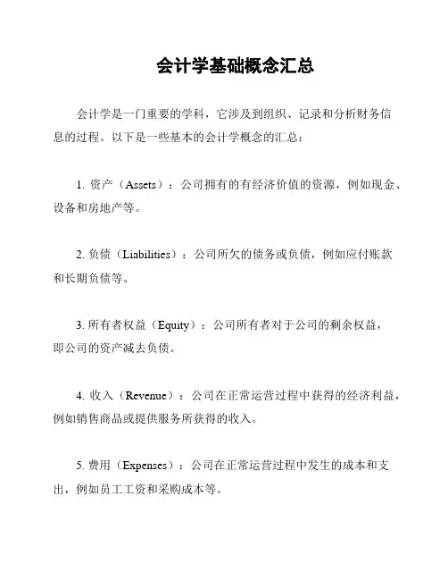 会计学基础概念汇总