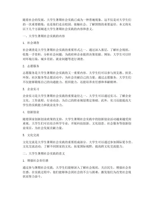 大学生暑期社会实践干啥