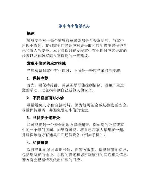 家中有小偷怎么办