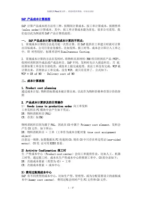SAP-CO成本计算流程详解(参考模板)