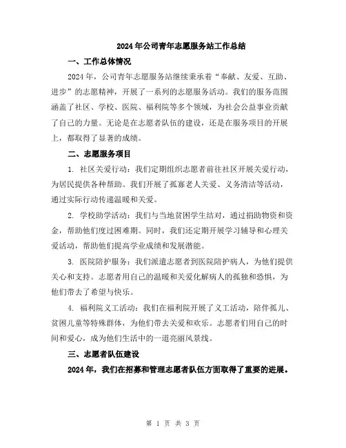2024年公司青年志愿服务站工作总结