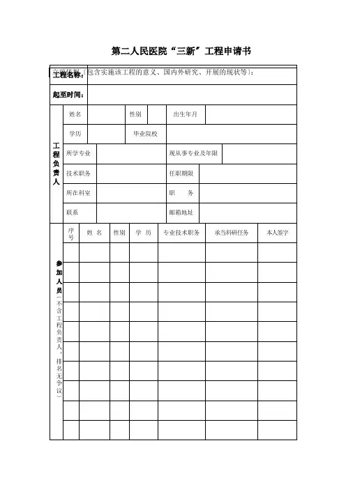 2022年第二人民医院“三新”项目申请书