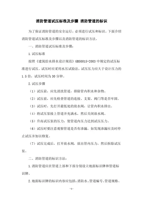 消防管道试压标准及步骤 消防管道的标识