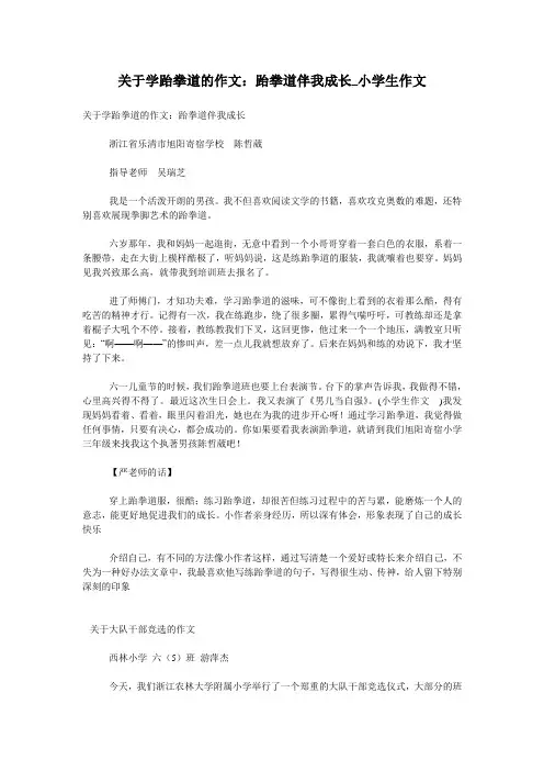 关于学跆拳道的作文：跆拳道伴我成长_小学生作文