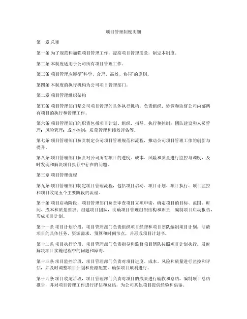 项目管理制度明细