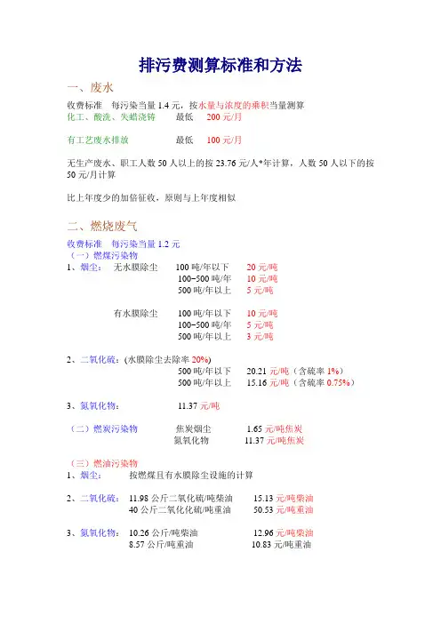 排污费测算标准和方法(新)