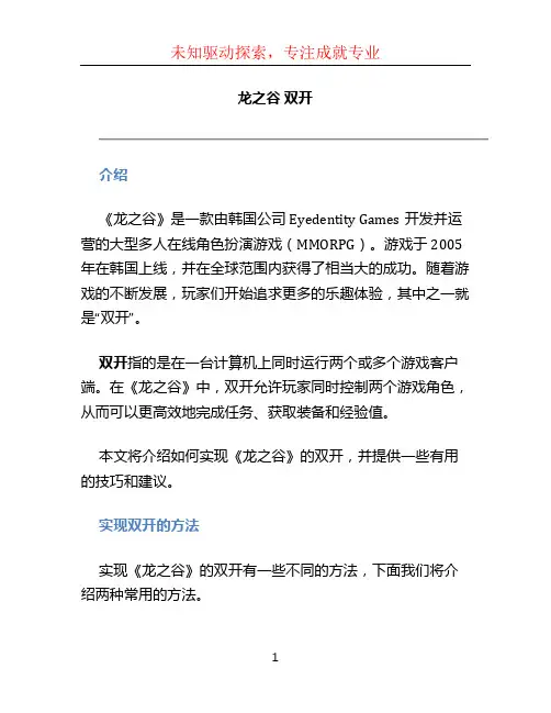 龙之谷 双开