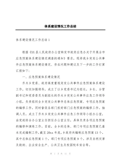 体系建设情况工作总结