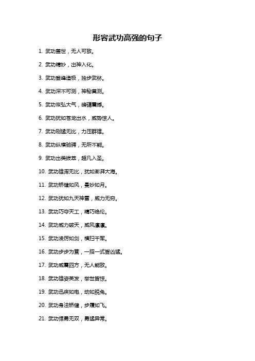 形容武功高强的句子