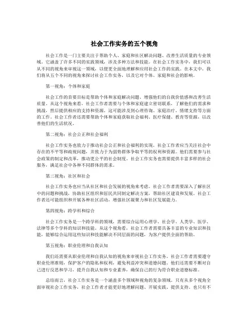 社会工作实务的五个视角