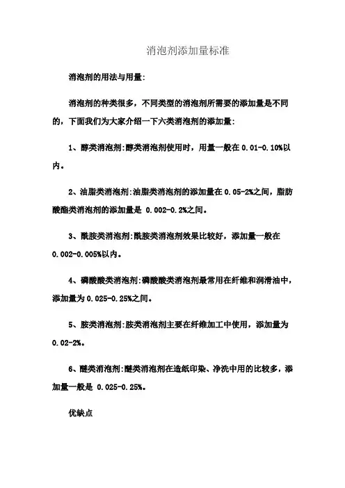 消泡剂添加量标准