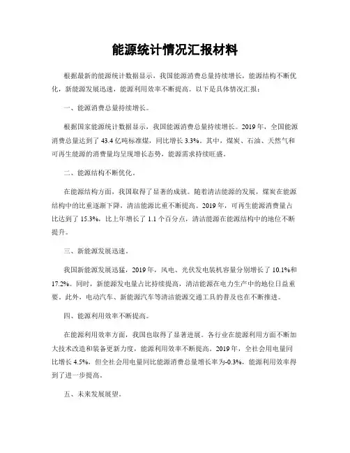 能源统计情况汇报材料