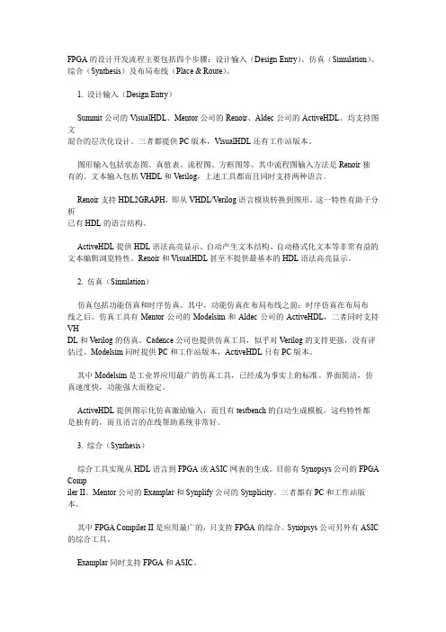 FPGA的设计开发流程主要包括四个步骤设计输入(DesignEntry)(精)
