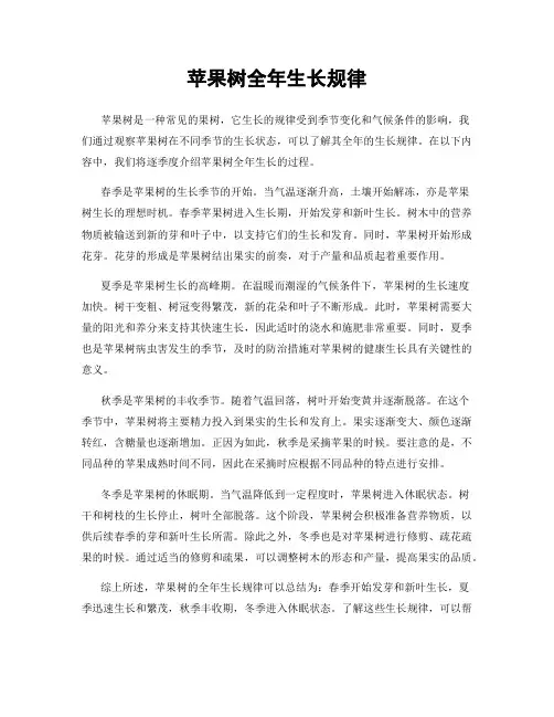 苹果树全年生长规律