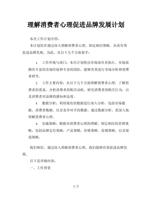 理解消费者心理促进品牌发展计划