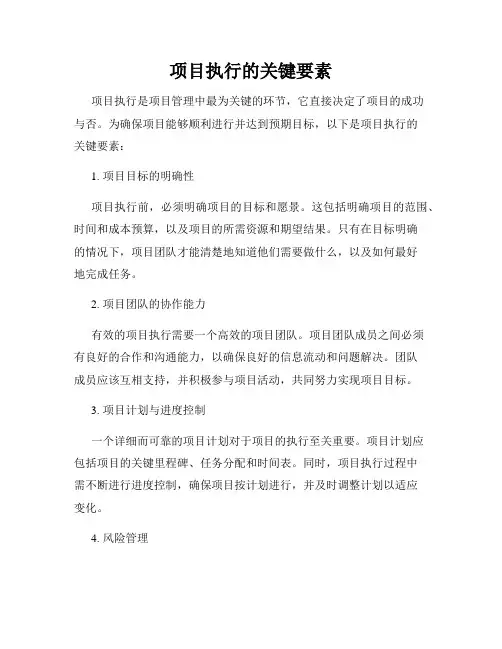项目执行的关键要素
