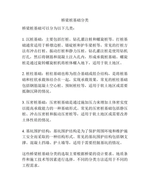 桥梁桩基础分类