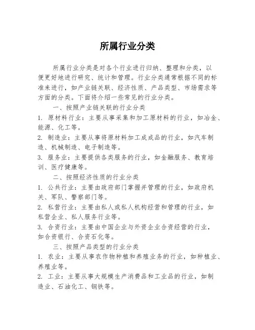 所属行业分类
