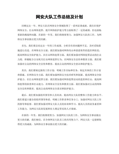网安大队工作总结及计划