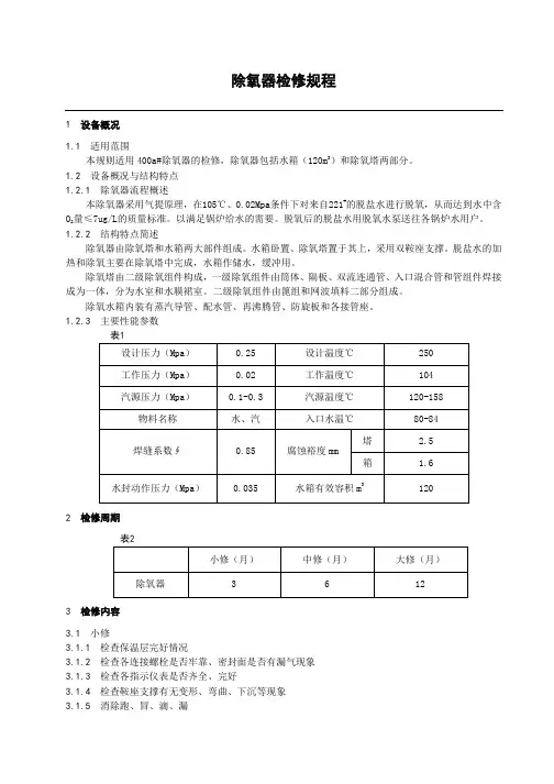 除氧器检修规程