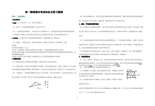 高一物理必修知识点复习提纲