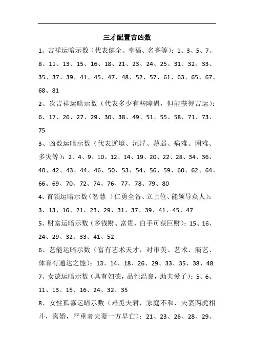 三才配置吉凶数